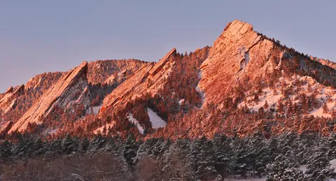 The Flatirons at sunrise, Boulder, Colorado