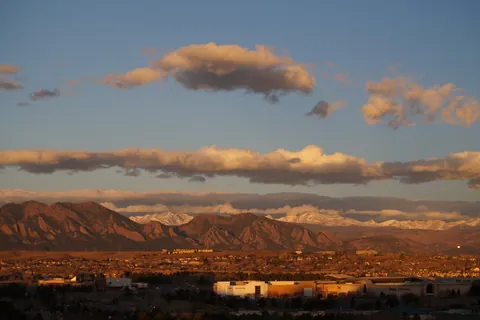 Flatirons at sunset from Broomfield, Broomfield, Colorado