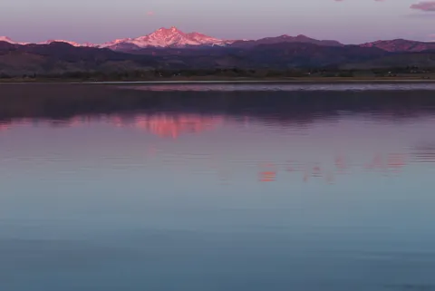Mount Meeker from McIntosh Lake at sunrise, Longmont, Colorado