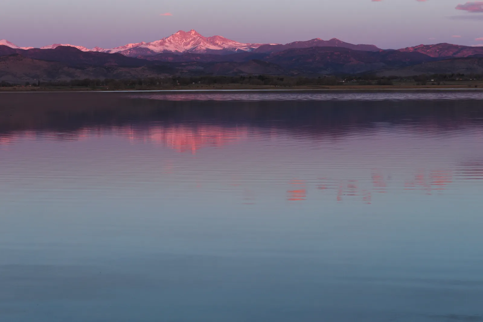 Mount Meeker from McIntosh Lake at sunrise, Longmont, Colorado