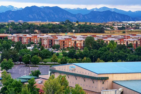 The Promenade with the Front Range behind, Westminster, Colorado